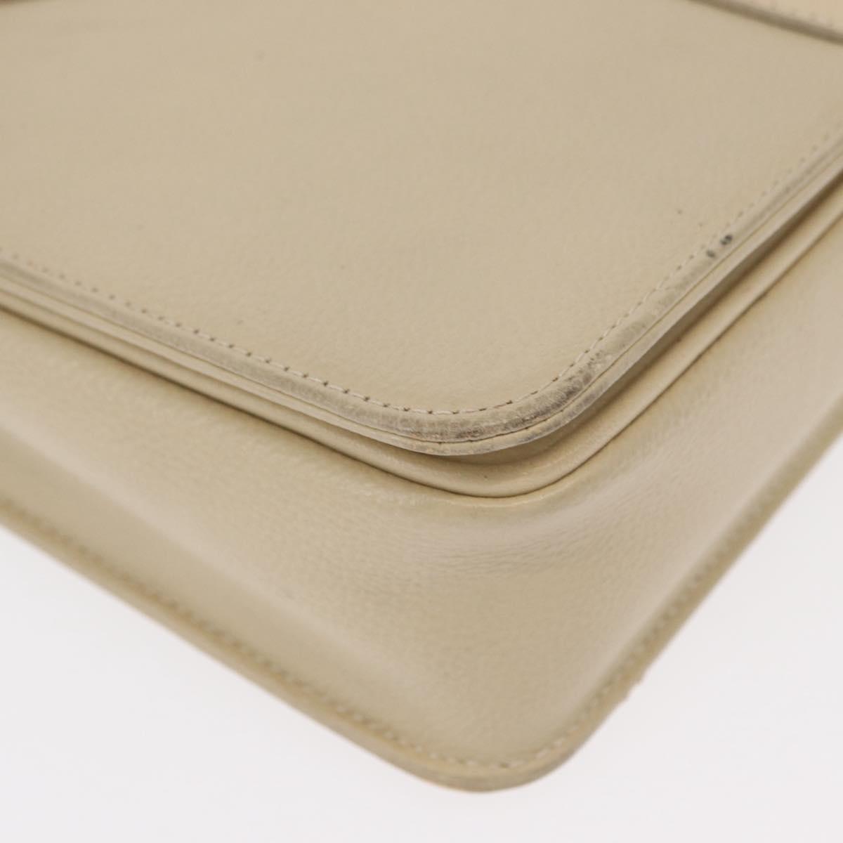 SAINT LAURENT Shoulder Bag Leather Beige Gold Auth yk19842