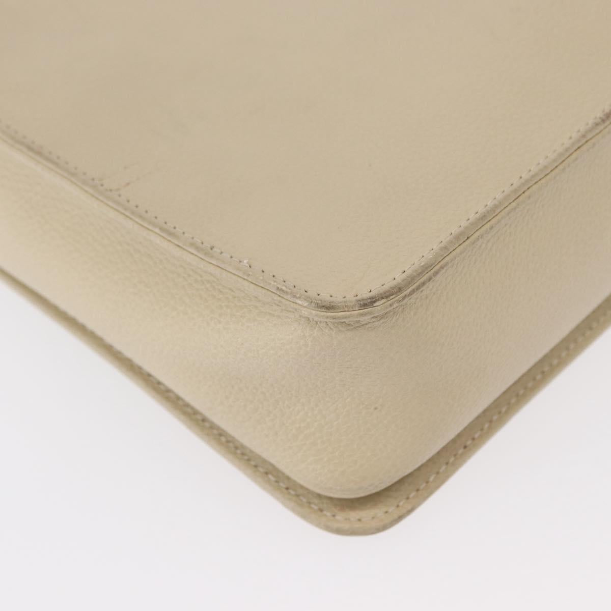 SAINT LAURENT Shoulder Bag Leather Beige Gold Auth yk19842