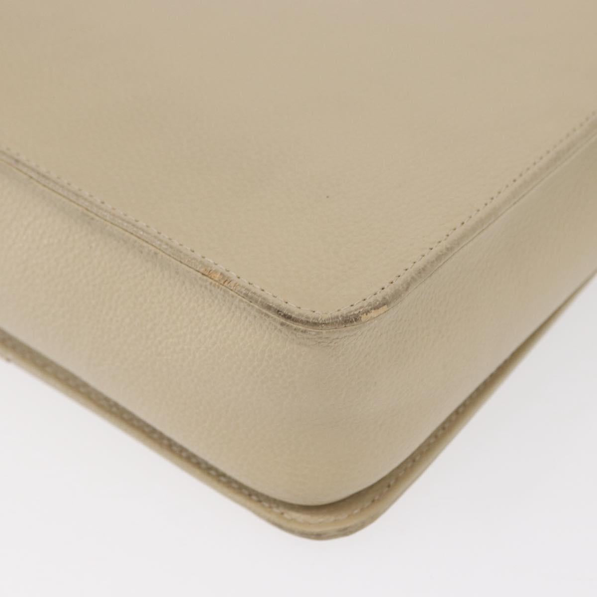 SAINT LAURENT Shoulder Bag Leather Beige Gold Auth yk19842