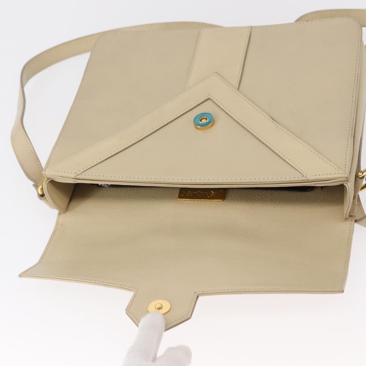 SAINT LAURENT Shoulder Bag Leather Beige Gold Auth yk19842