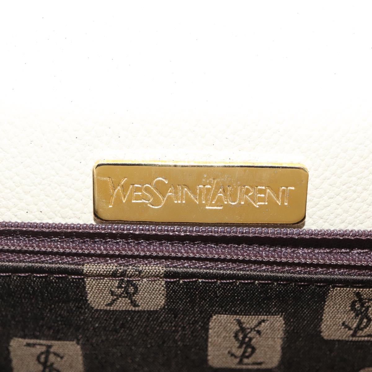 SAINT LAURENT Shoulder Bag Leather Beige Gold Auth yk19842