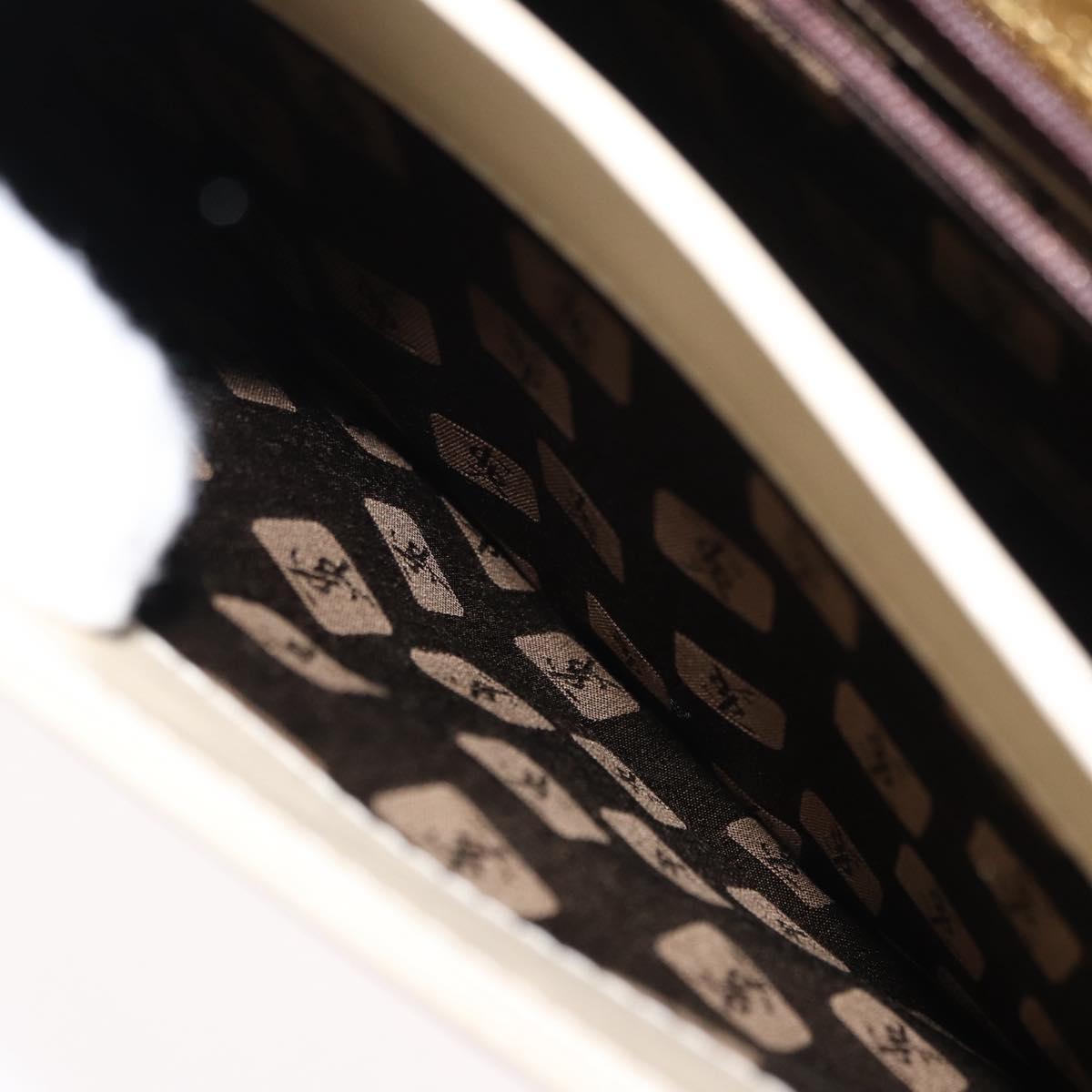 SAINT LAURENT Shoulder Bag Leather Beige Gold Auth yk19842