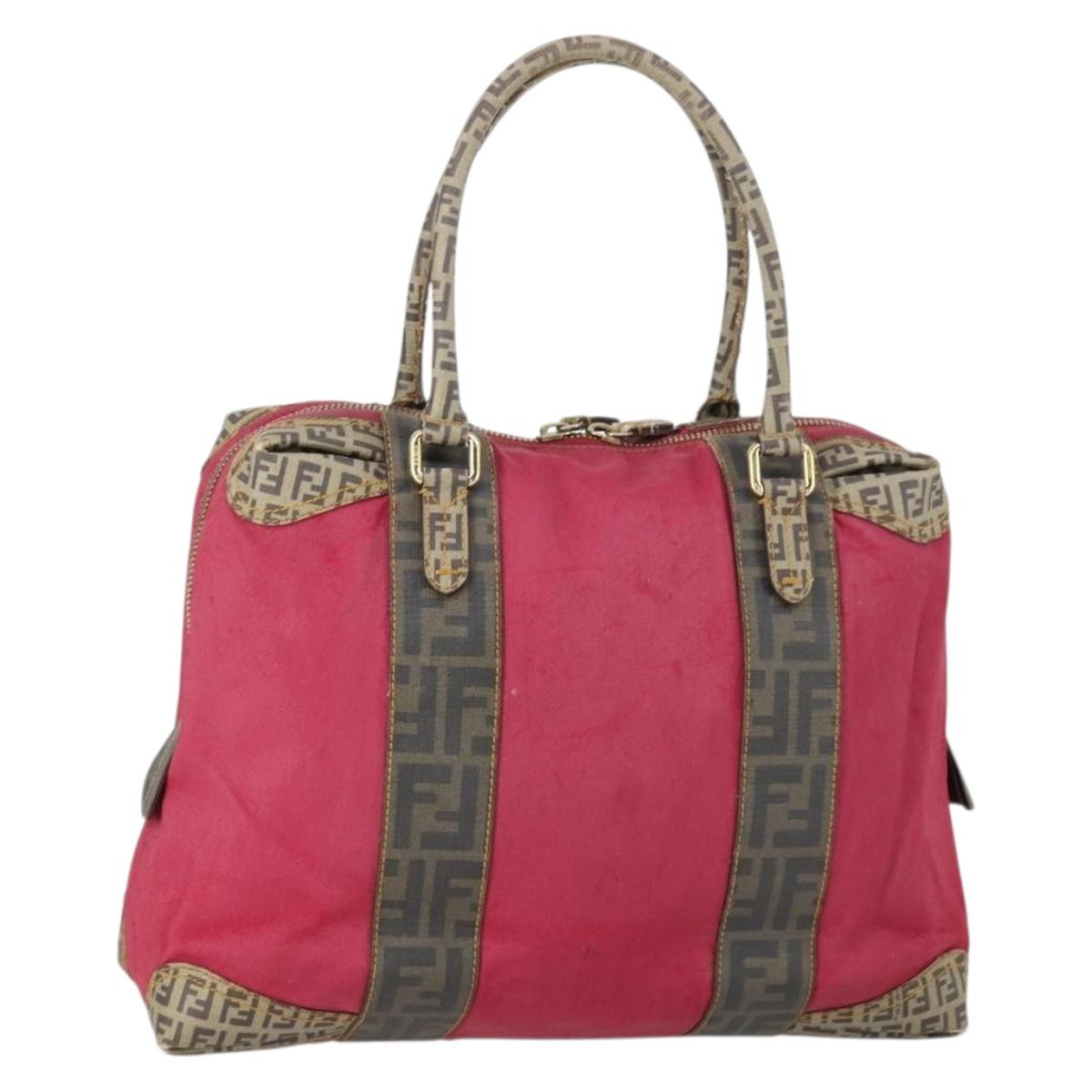 FENDI Hand Bag Coated Canvas Pink Gold Auth yk19843