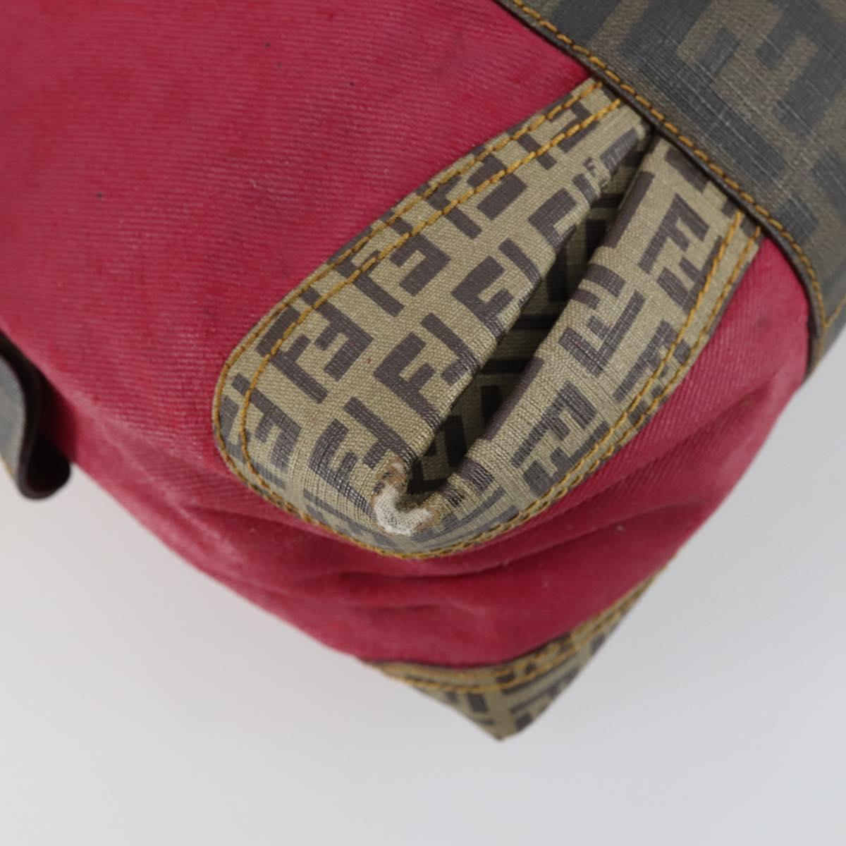 FENDI Hand Bag Coated Canvas Pink Gold Auth yk19843