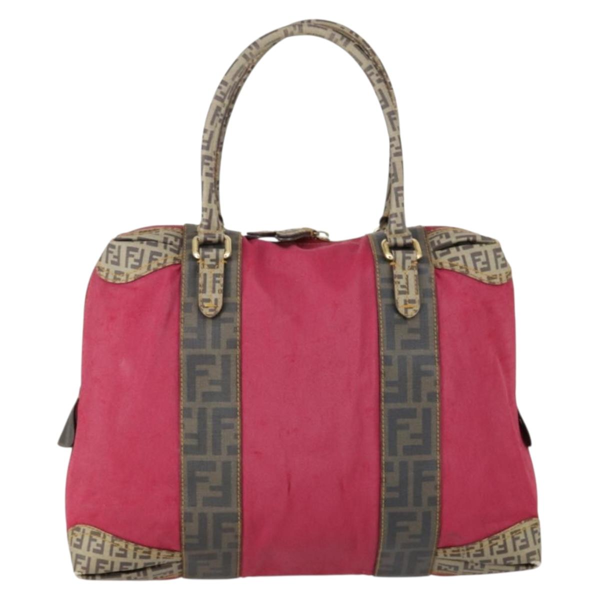 FENDI Hand Bag Coated Canvas Pink Gold Auth yk19843