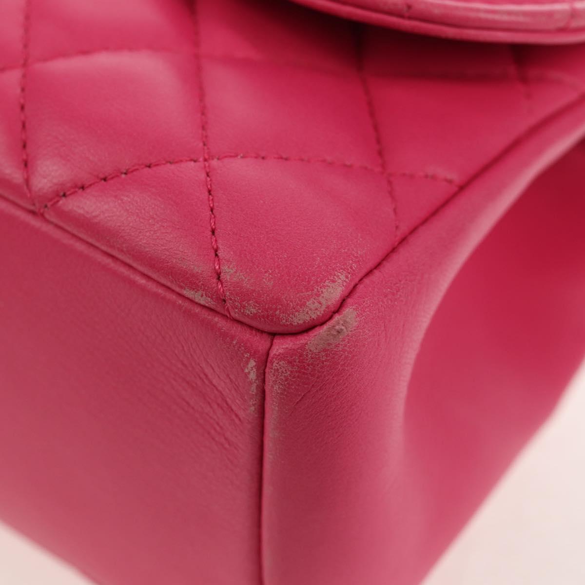 CHANEL Matelasse Chain Shoulder Bag Lamb Skin Pink Gold CC Auth yk19844SAM