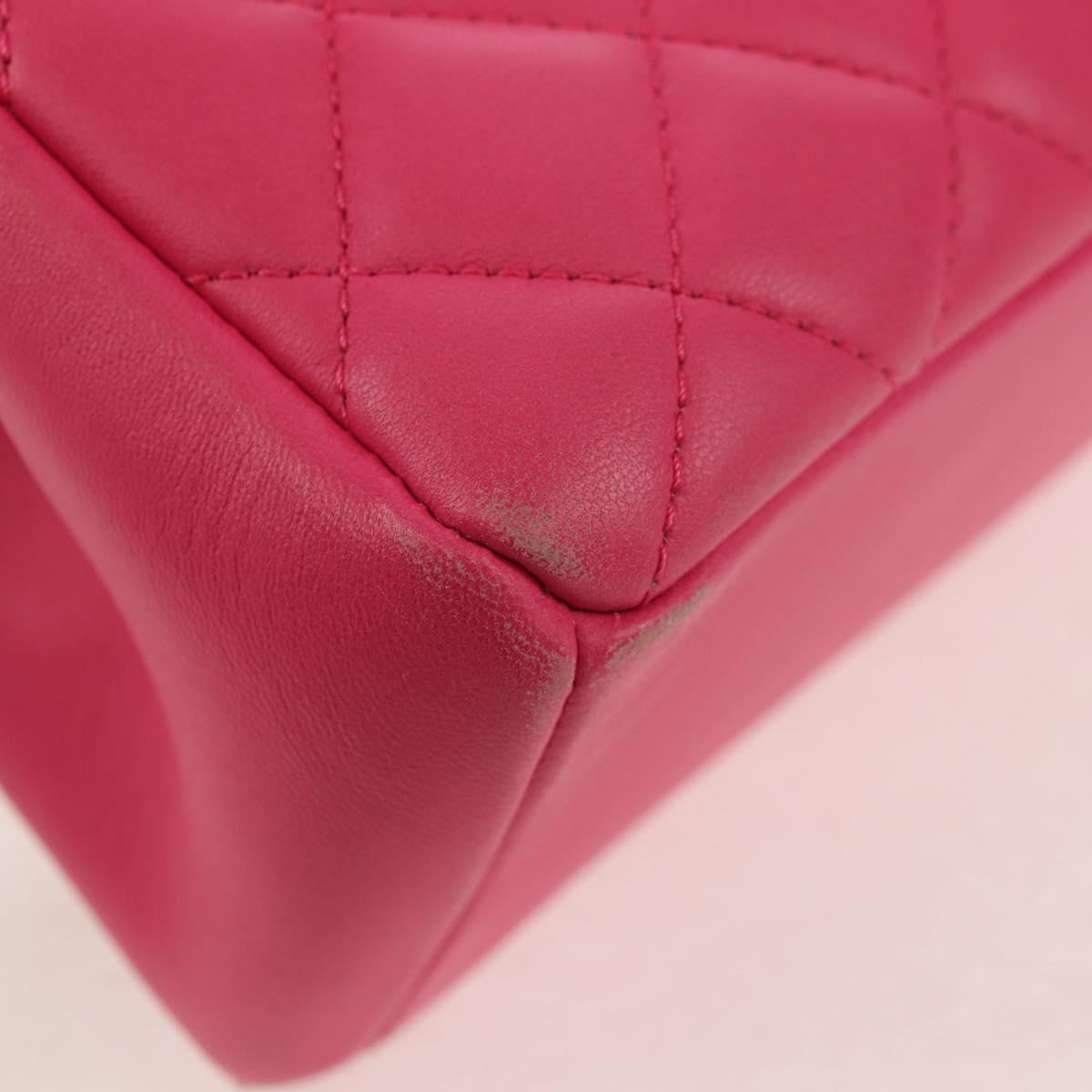CHANEL Matelasse Chain Shoulder Bag Lamb Skin Pink Gold CC Auth yk19844SAM