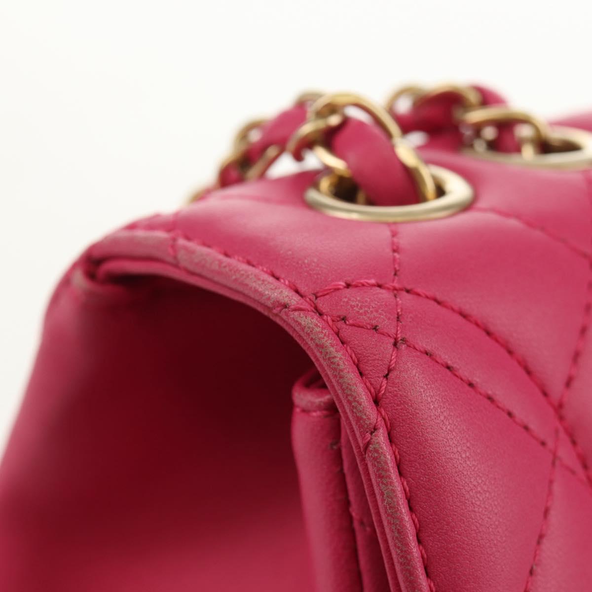 CHANEL Matelasse Chain Shoulder Bag Lamb Skin Pink Gold CC Auth yk19844A