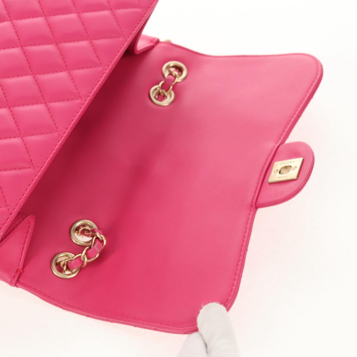 CHANEL Matelasse Chain Shoulder Bag Lamb Skin Pink Gold CC Auth yk19844SAM