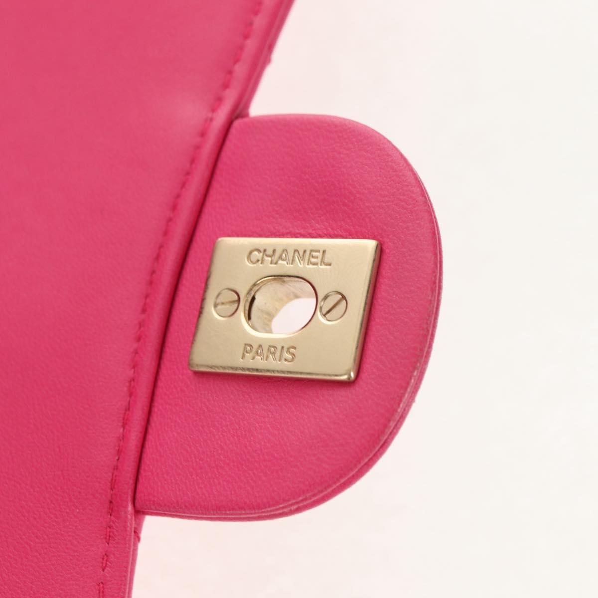CHANEL Matelasse Chain Shoulder Bag Lamb Skin Pink Gold CC Auth yk19844SAM