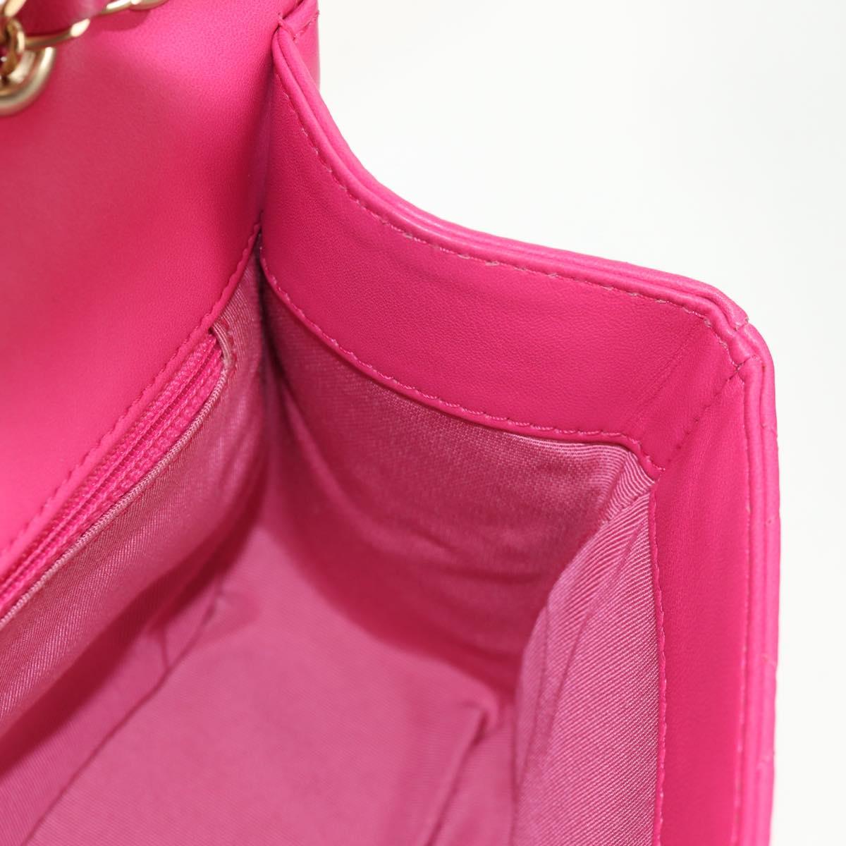 CHANEL Matelasse Chain Shoulder Bag Lamb Skin Pink Gold CC Auth yk19844A