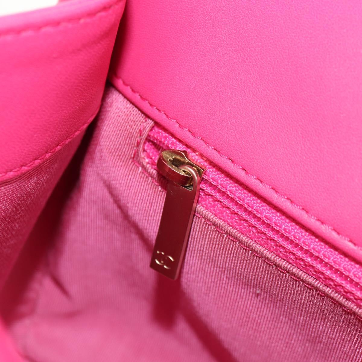 CHANEL Matelasse Chain Shoulder Bag Lamb Skin Pink Gold CC Auth yk19844SAM
