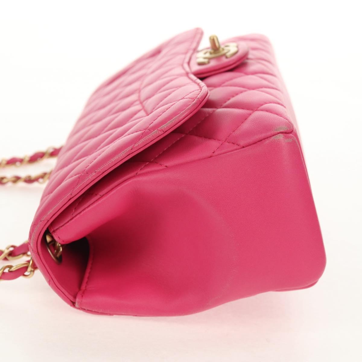 CHANEL Matelasse Chain Shoulder Bag Lamb Skin Pink Gold CC Auth yk19844SAM