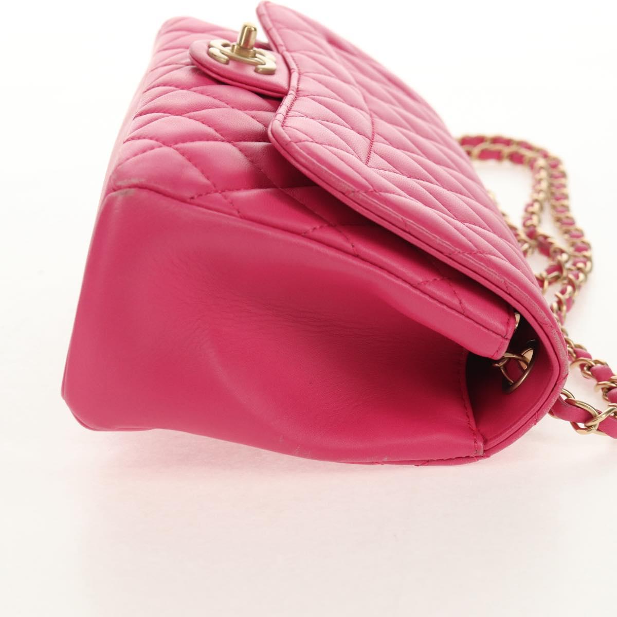 CHANEL Matelasse Chain Shoulder Bag Lamb Skin Pink Gold CC Auth yk19844A