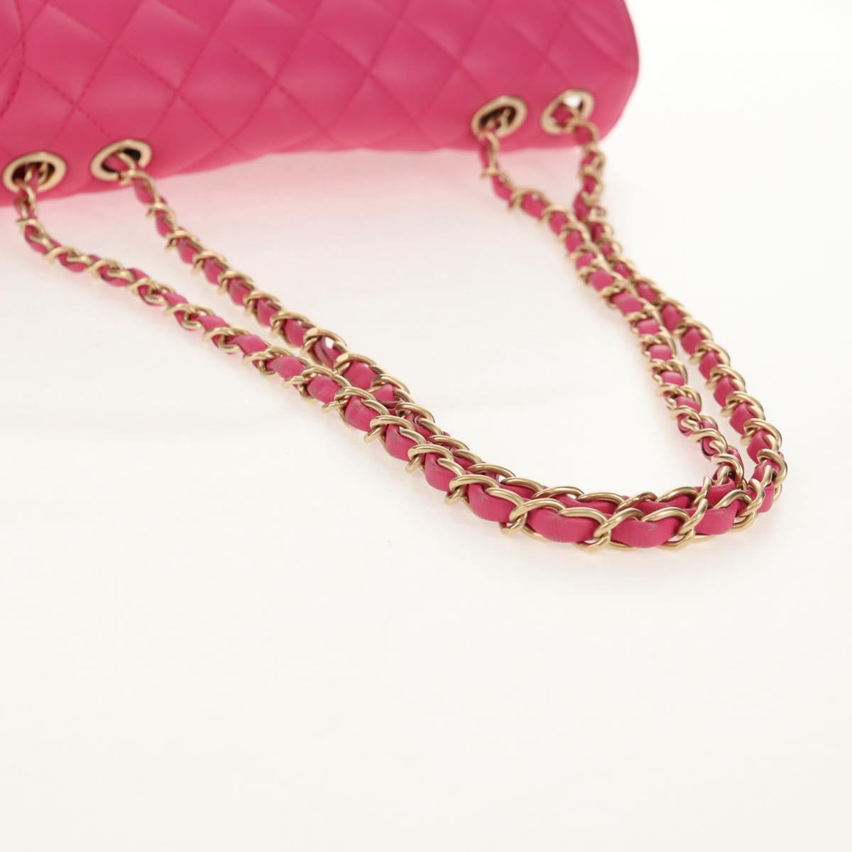 CHANEL Matelasse Chain Shoulder Bag Lamb Skin Pink Gold CC Auth yk19844SAM