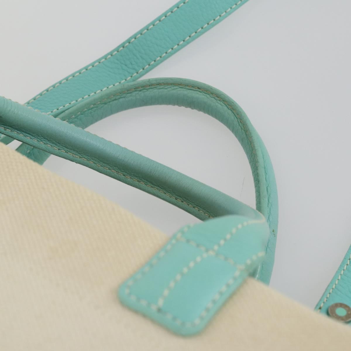 TIFFANY&Co. Hand Bag Canvas 2way White Silver Auth yk19846