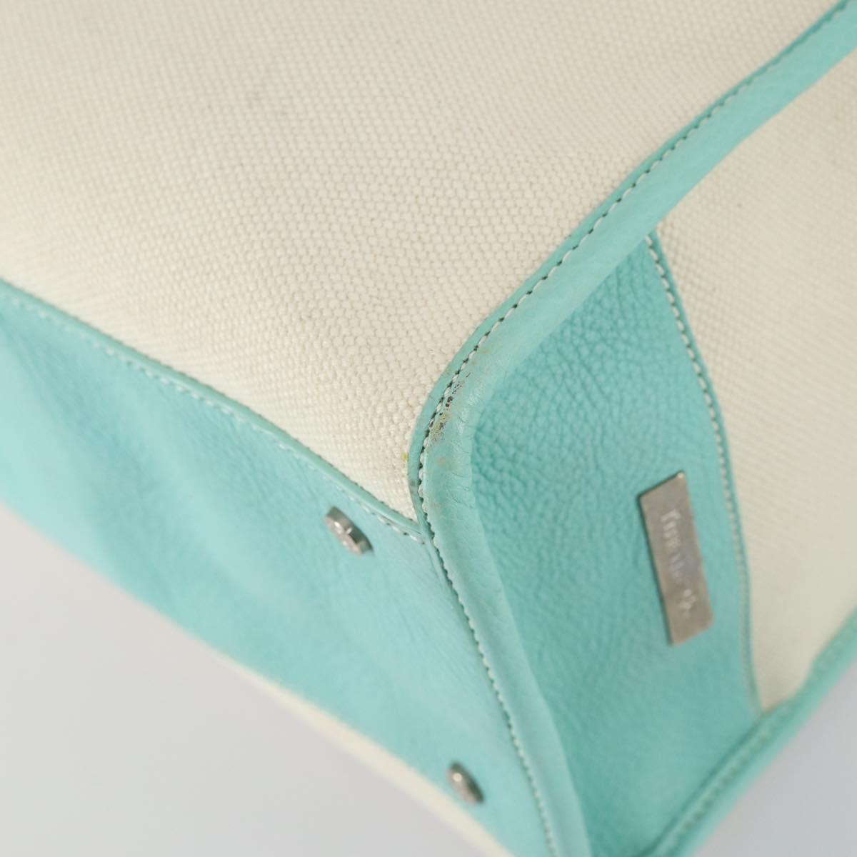 TIFFANY&Co. Hand Bag Canvas 2way White Silver Auth yk19846