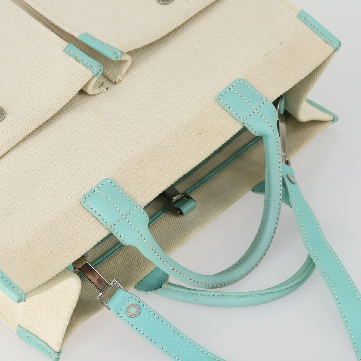 TIFFANY&Co. Hand Bag Canvas 2way White Silver Auth yk19846