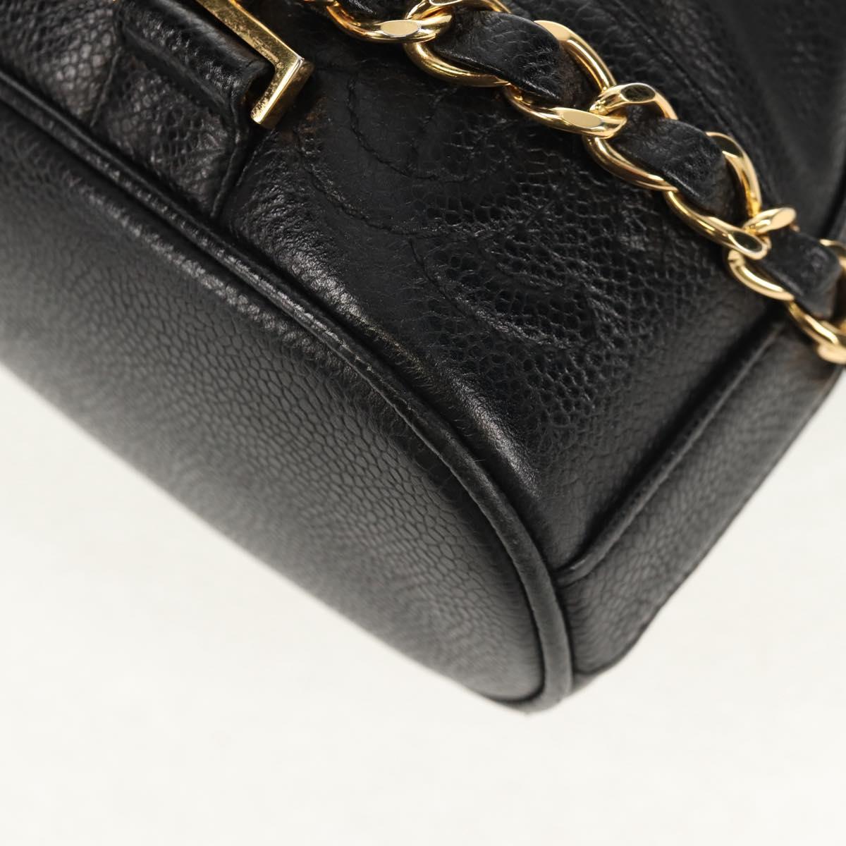 CHANEL Triple Coco Backpack Caviar Skin Black Gold CC Auth yk19848V