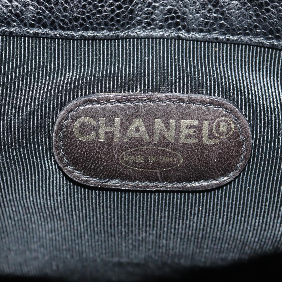 CHANEL Triple Coco Backpack Caviar Skin Black Gold CC Auth yk19848V