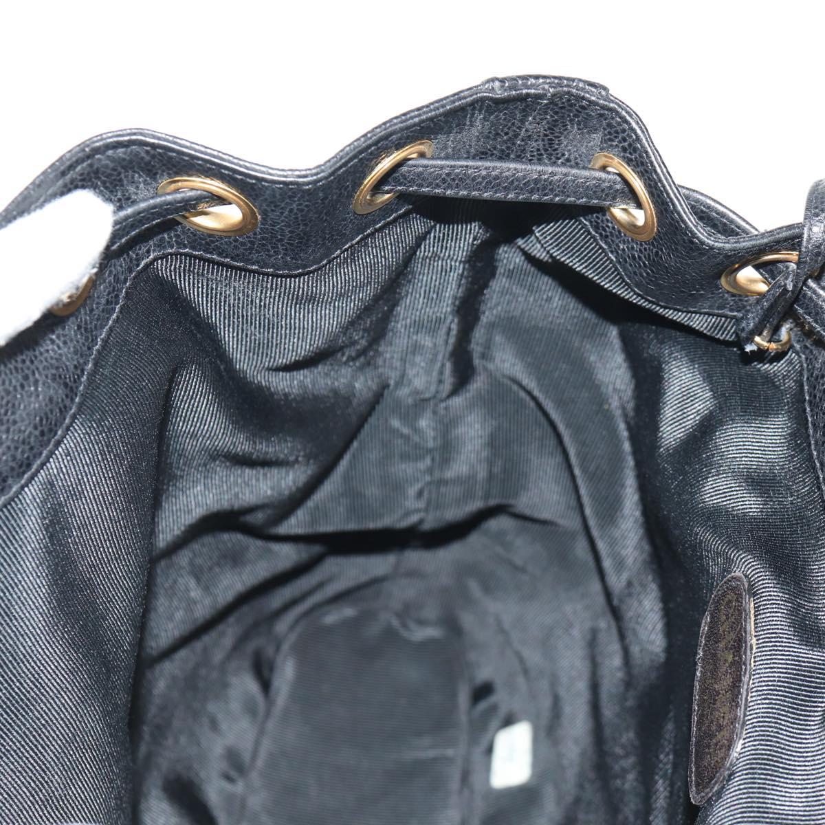 CHANEL Triple Coco Backpack Caviar Skin Black Gold CC Auth yk19848V