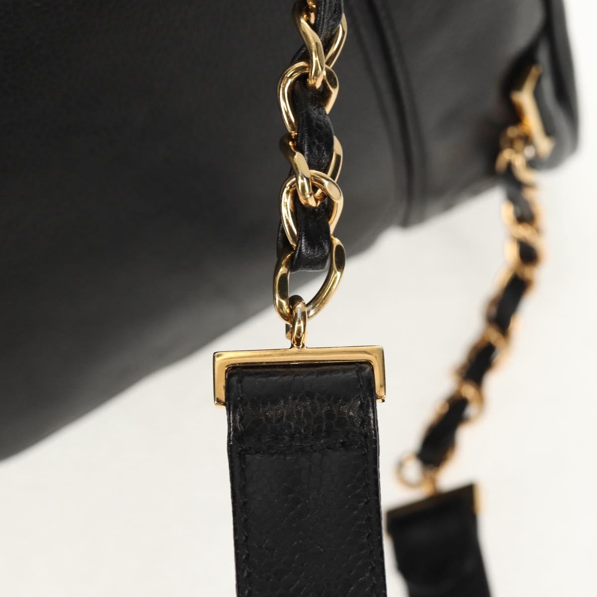 CHANEL Triple Coco Backpack Caviar Skin Black Gold CC Auth yk19848V