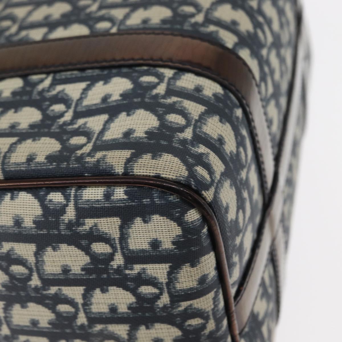 Christian Dior Trotter Canvas Boston Bag Navy Gold Auth yk19859