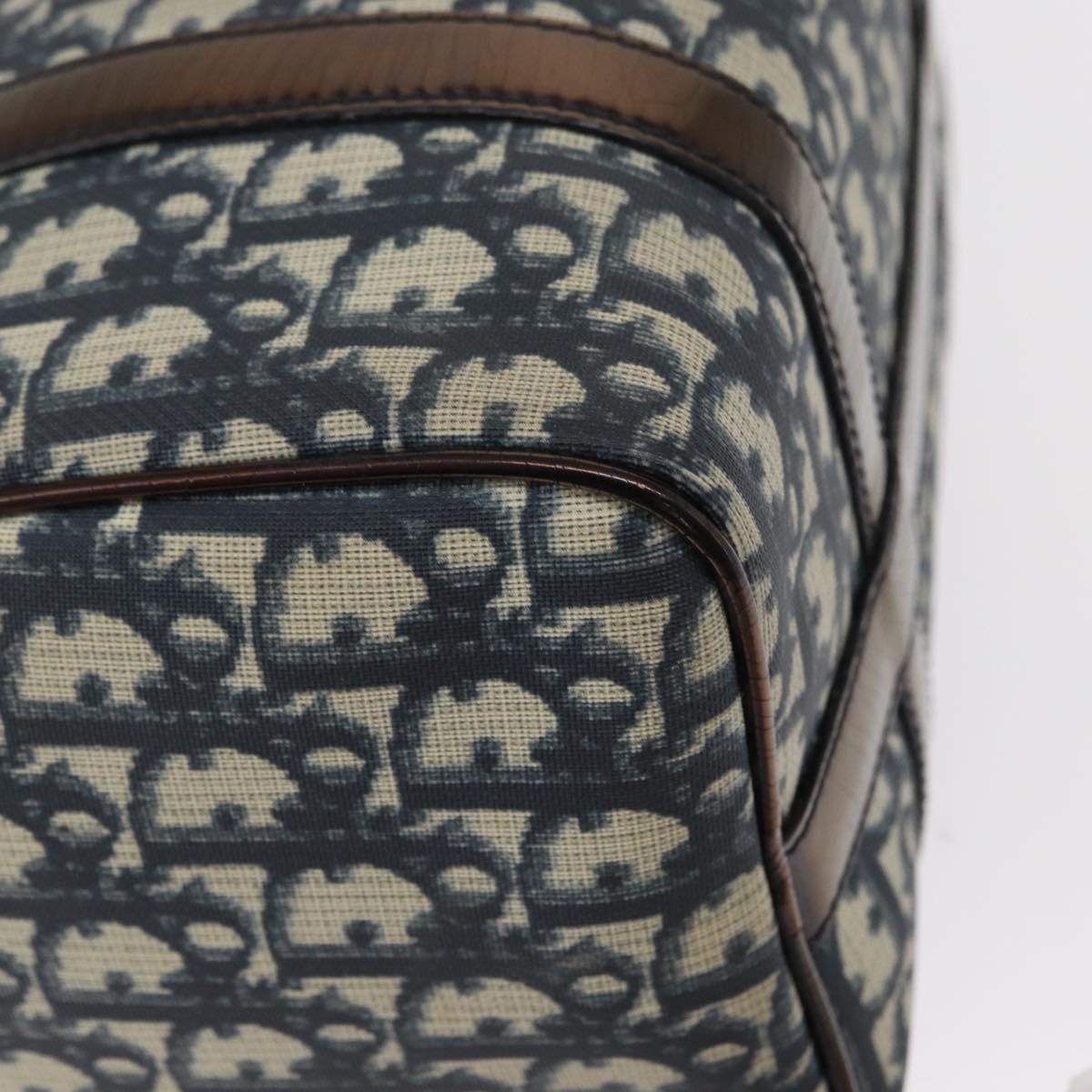 Christian Dior Trotter Canvas Boston Bag Navy Gold Auth yk19859