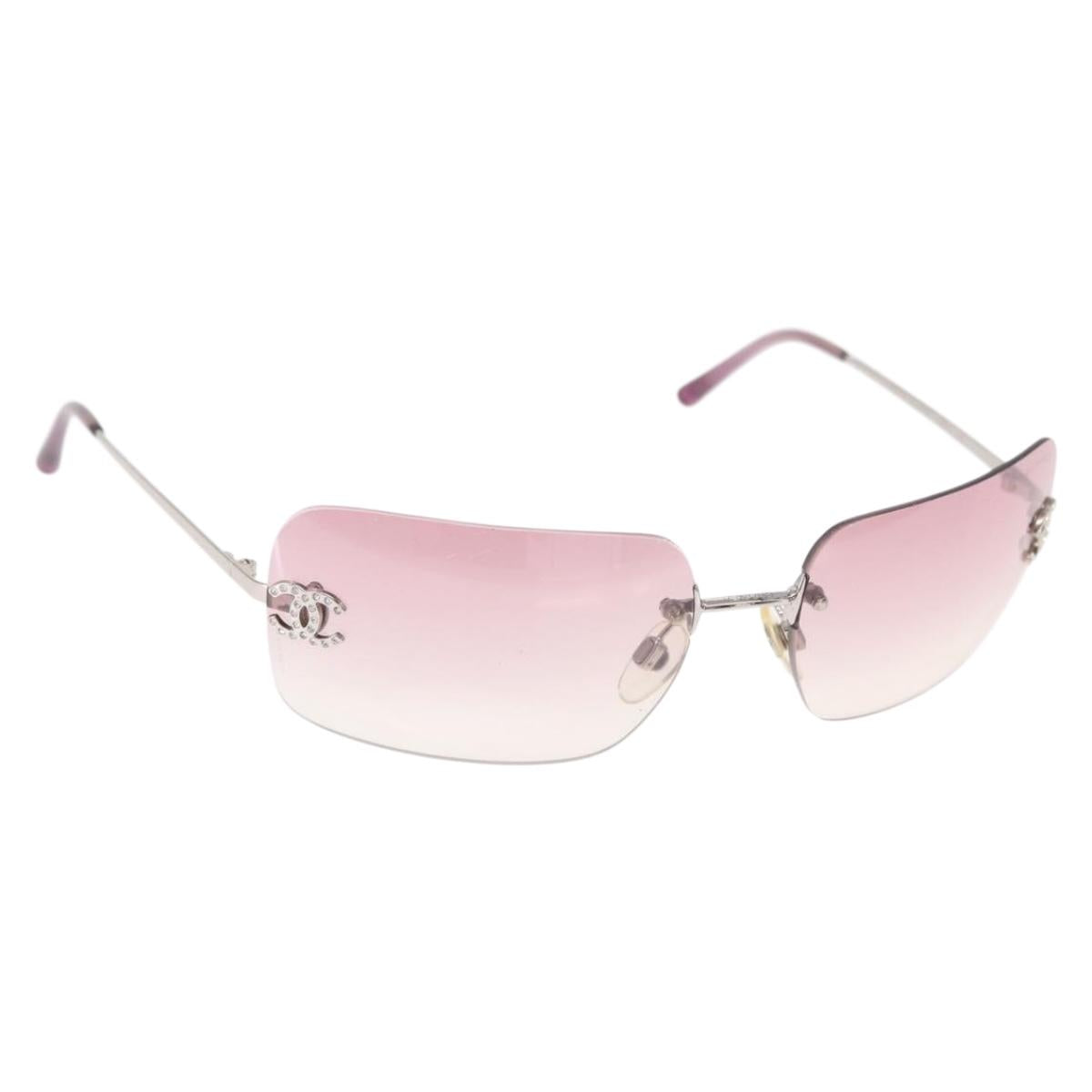 CHANEL Sunglasses metal Pink CC Auth yk19862