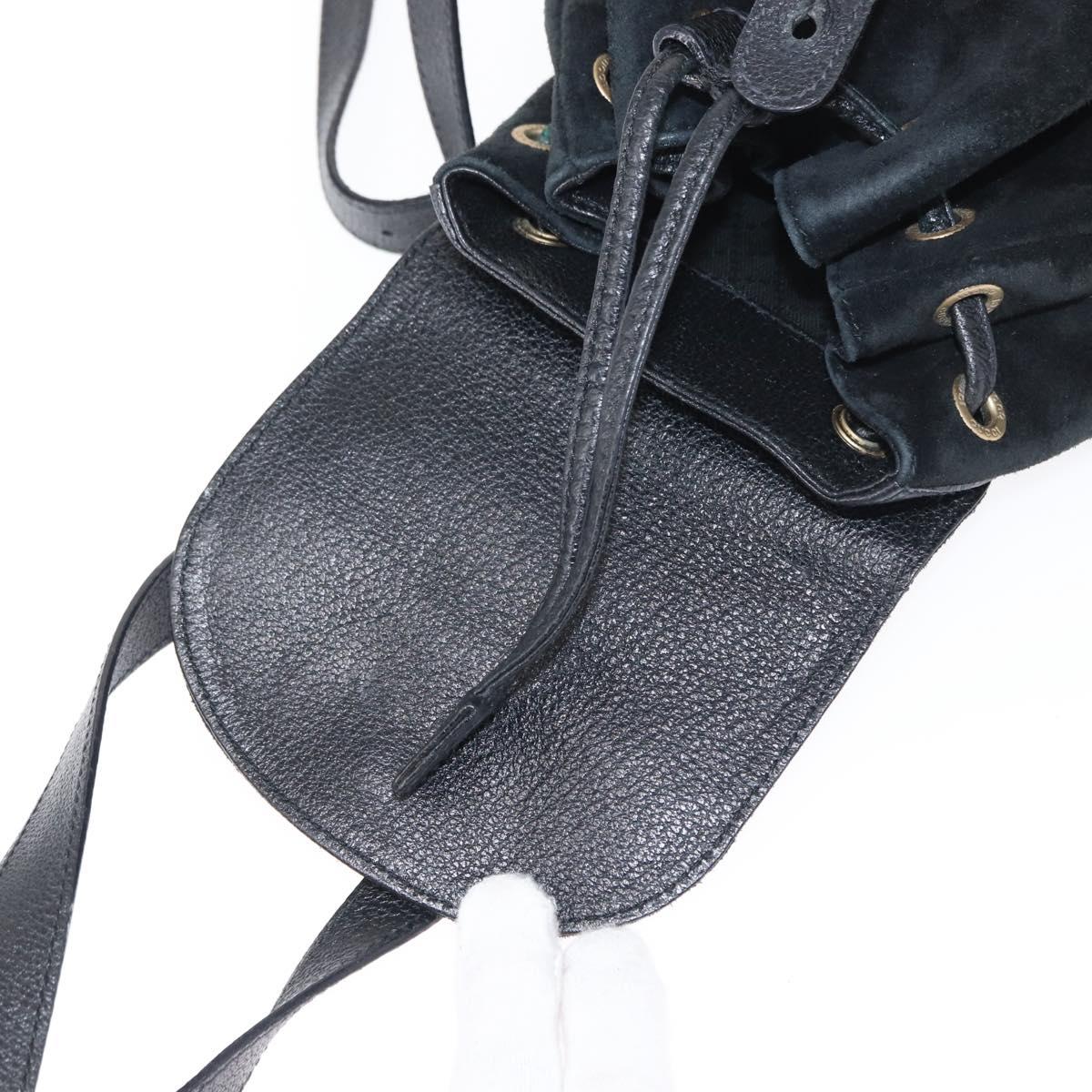 GUCCI Bamboo Backpack Suede Black Gold 003 1705 0030 Auth yk19868