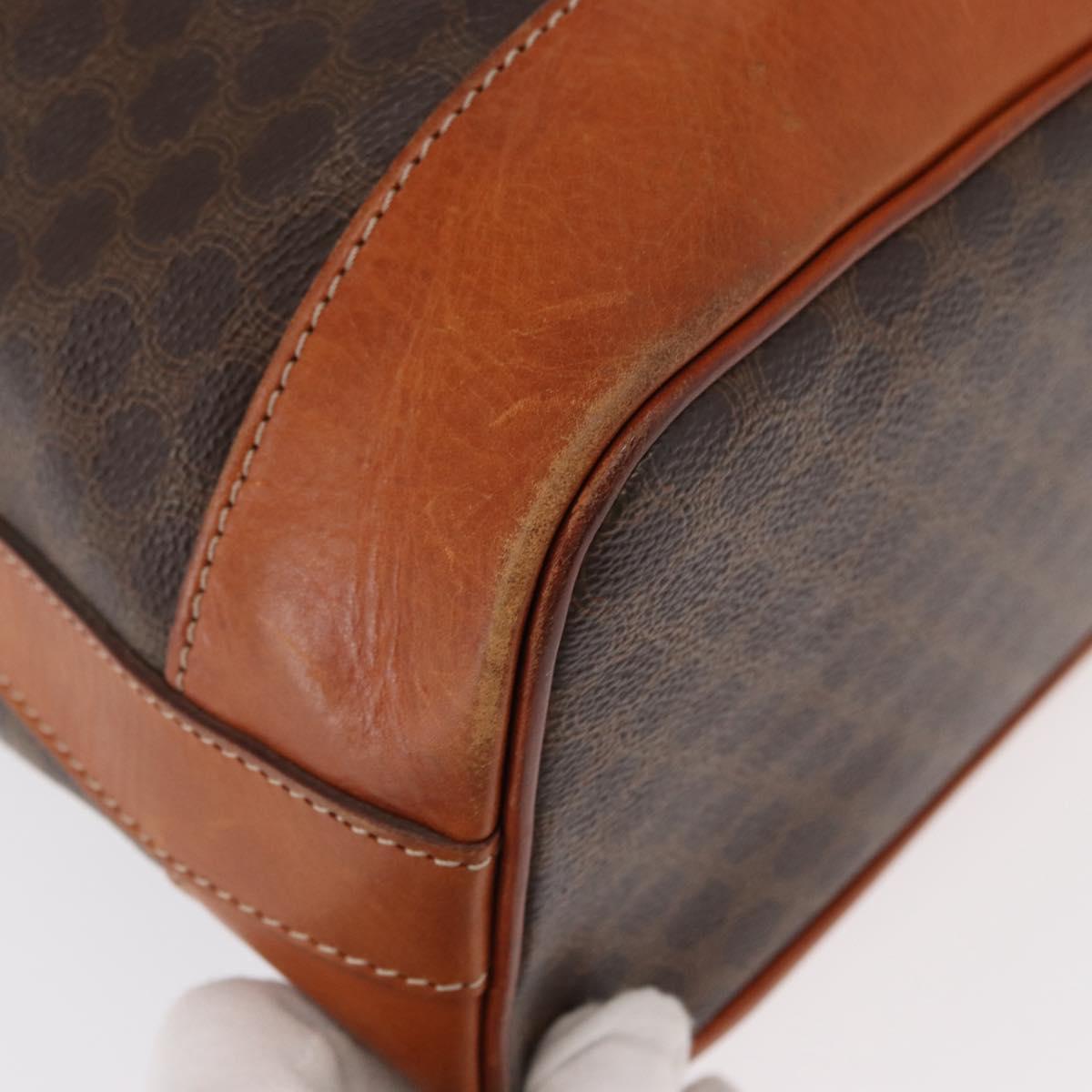 CELINE Macadam Canvas Shoulder Bag PVC Leather Brown Gold Auth yk19869