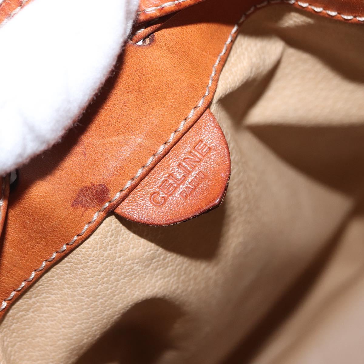 CELINE Macadam Canvas Shoulder Bag PVC Leather Brown Gold Auth yk19869