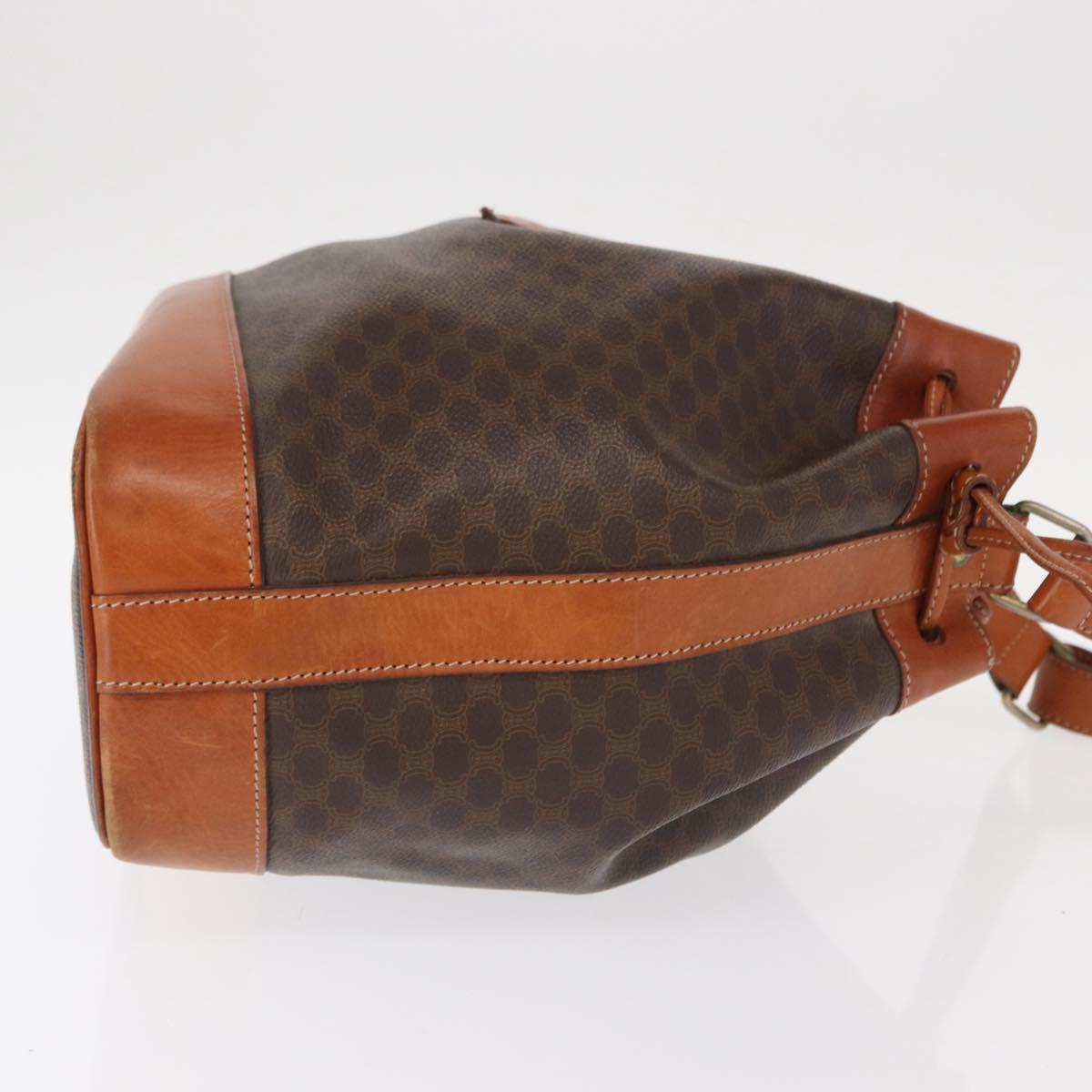 CELINE Macadam Canvas Shoulder Bag PVC Leather Brown Gold Auth yk19869