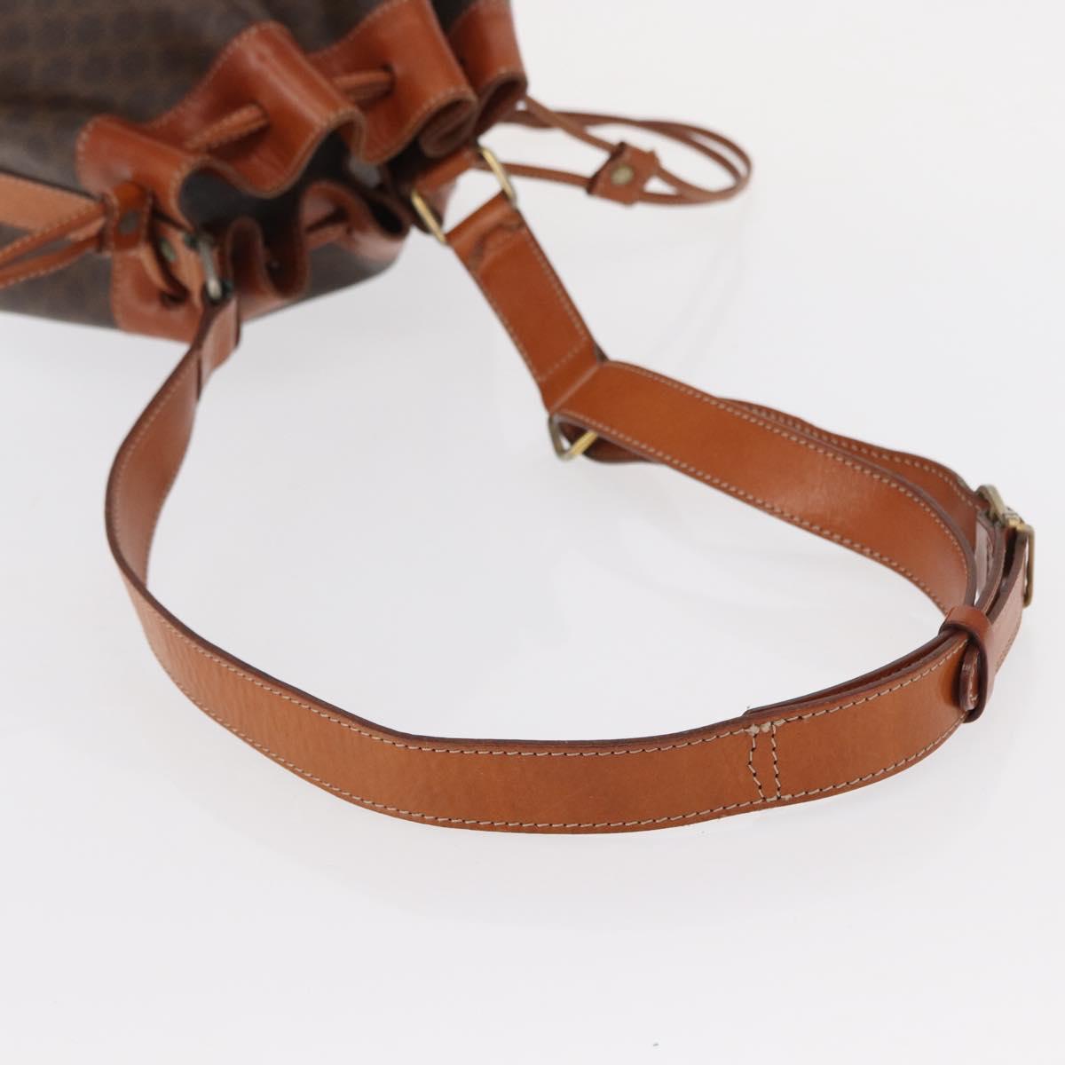 CELINE Macadam Canvas Shoulder Bag PVC Leather Brown Gold Auth yk19869