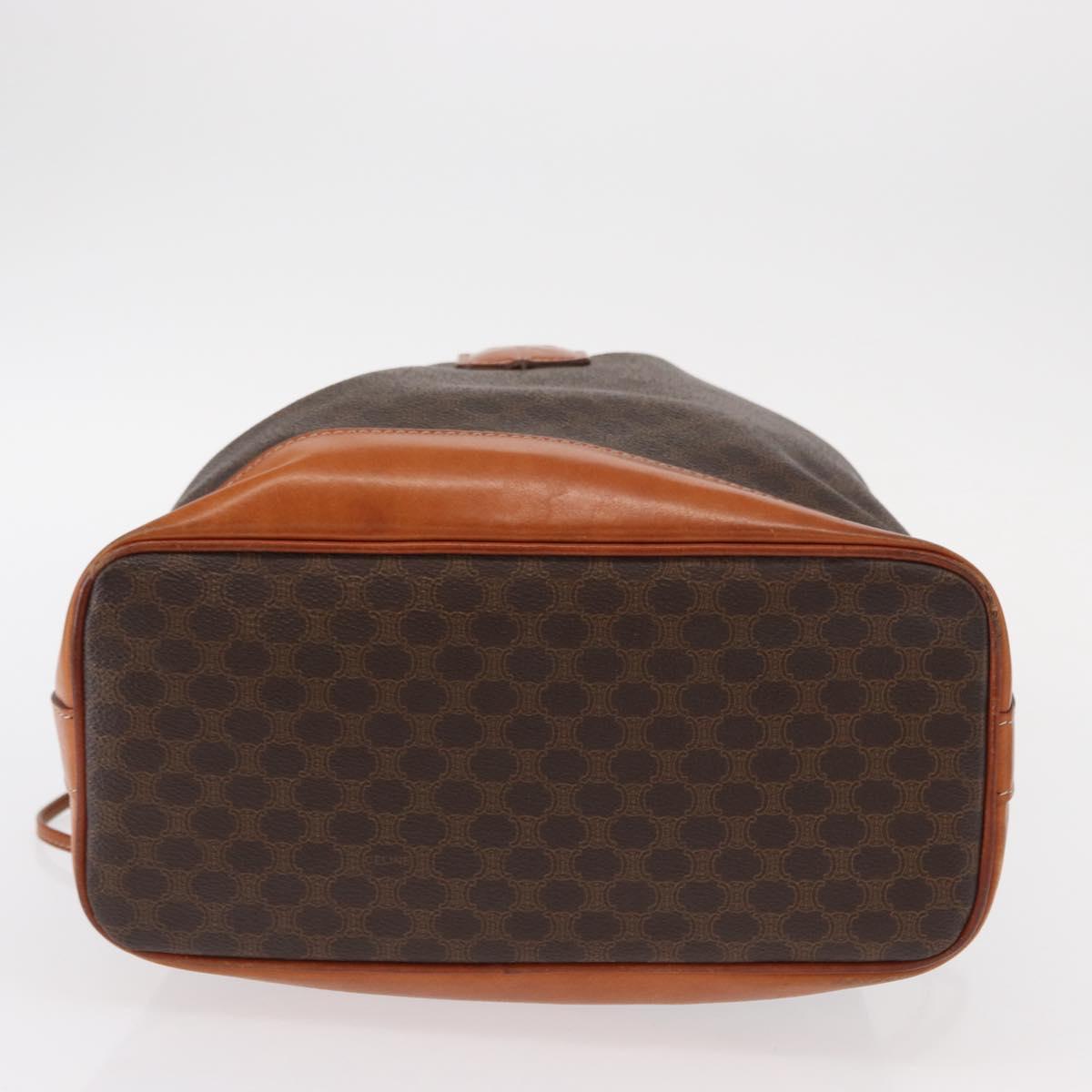 CELINE Macadam Canvas Shoulder Bag PVC Leather Brown Gold Auth yk19869