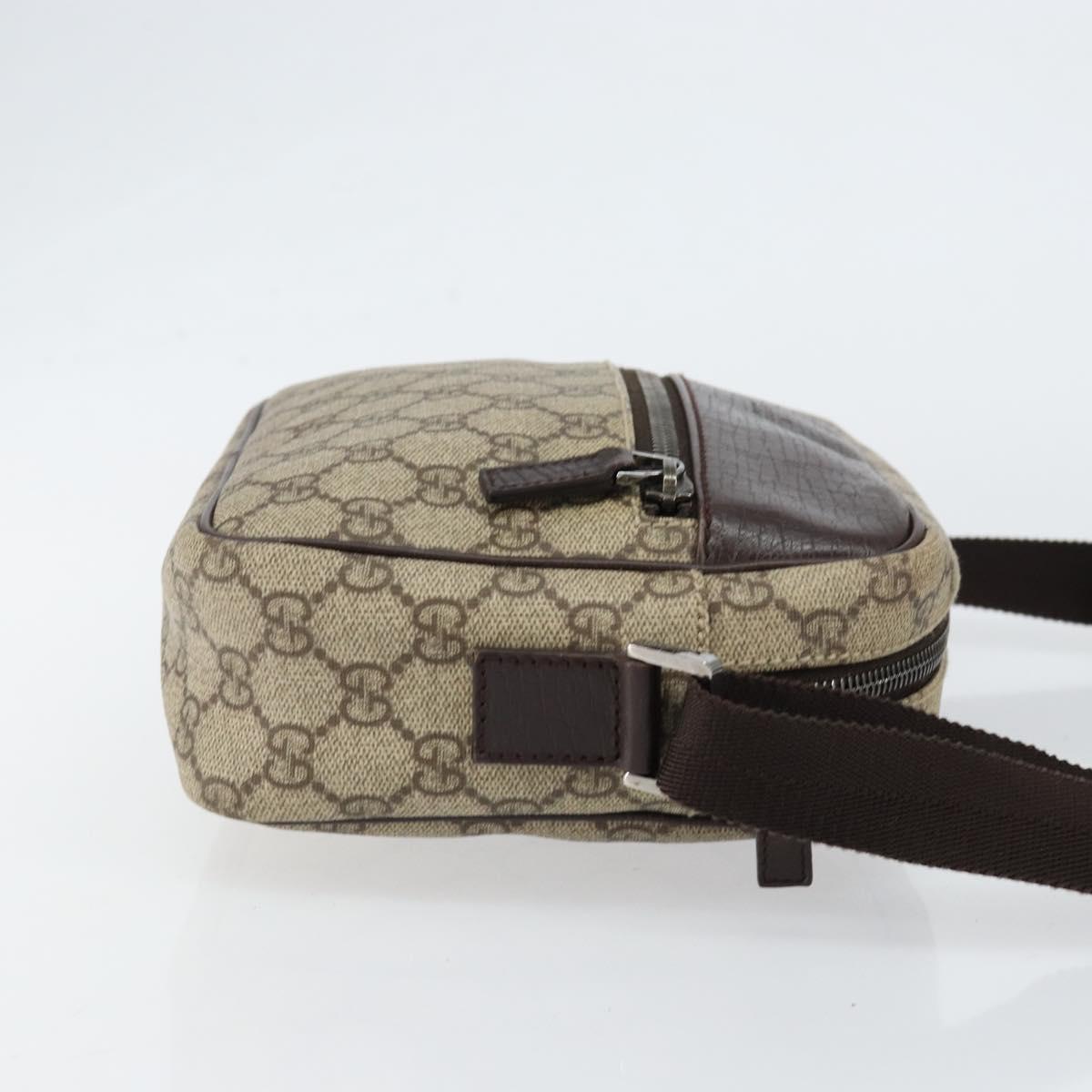 GUCCI GG Supreme Shoulder Bag PVC Beige Silver 114291 Auth yk19871