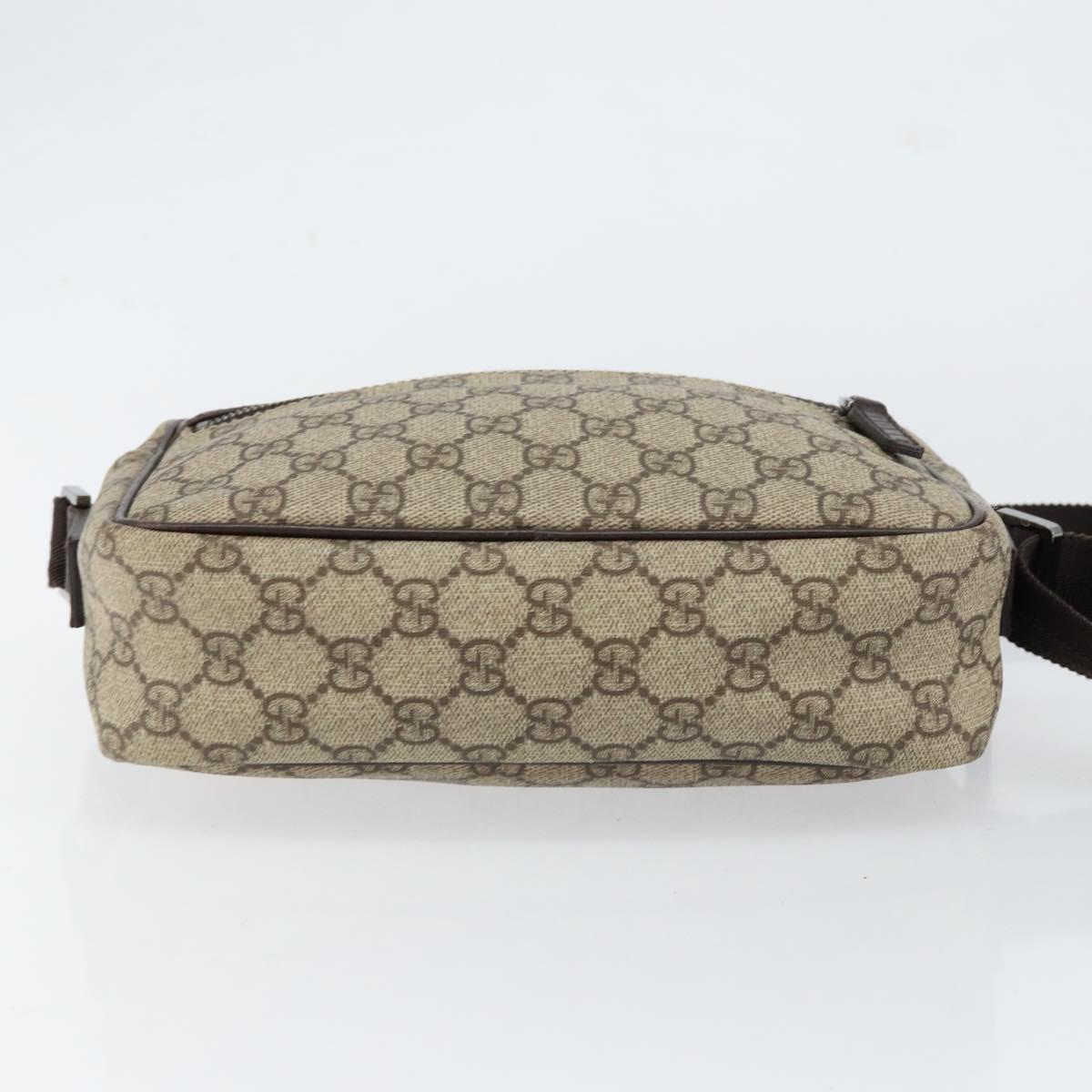 GUCCI GG Supreme Shoulder Bag PVC Beige Silver 114291 Auth yk19871