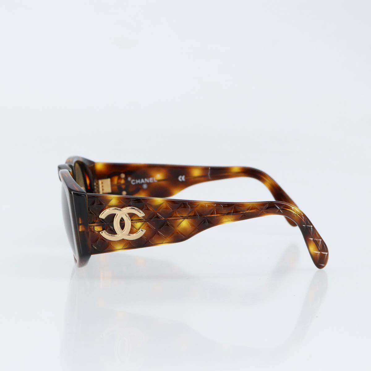 CHANEL COCO Mark Sunglasses plastic Brown CC Auth yk19877V