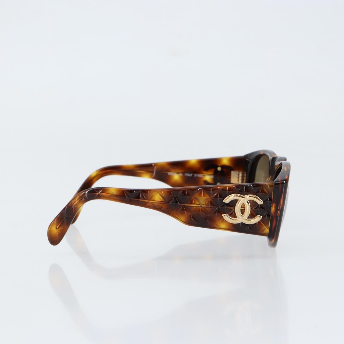 CHANEL COCO Mark Sunglasses plastic Brown CC Auth yk19877V