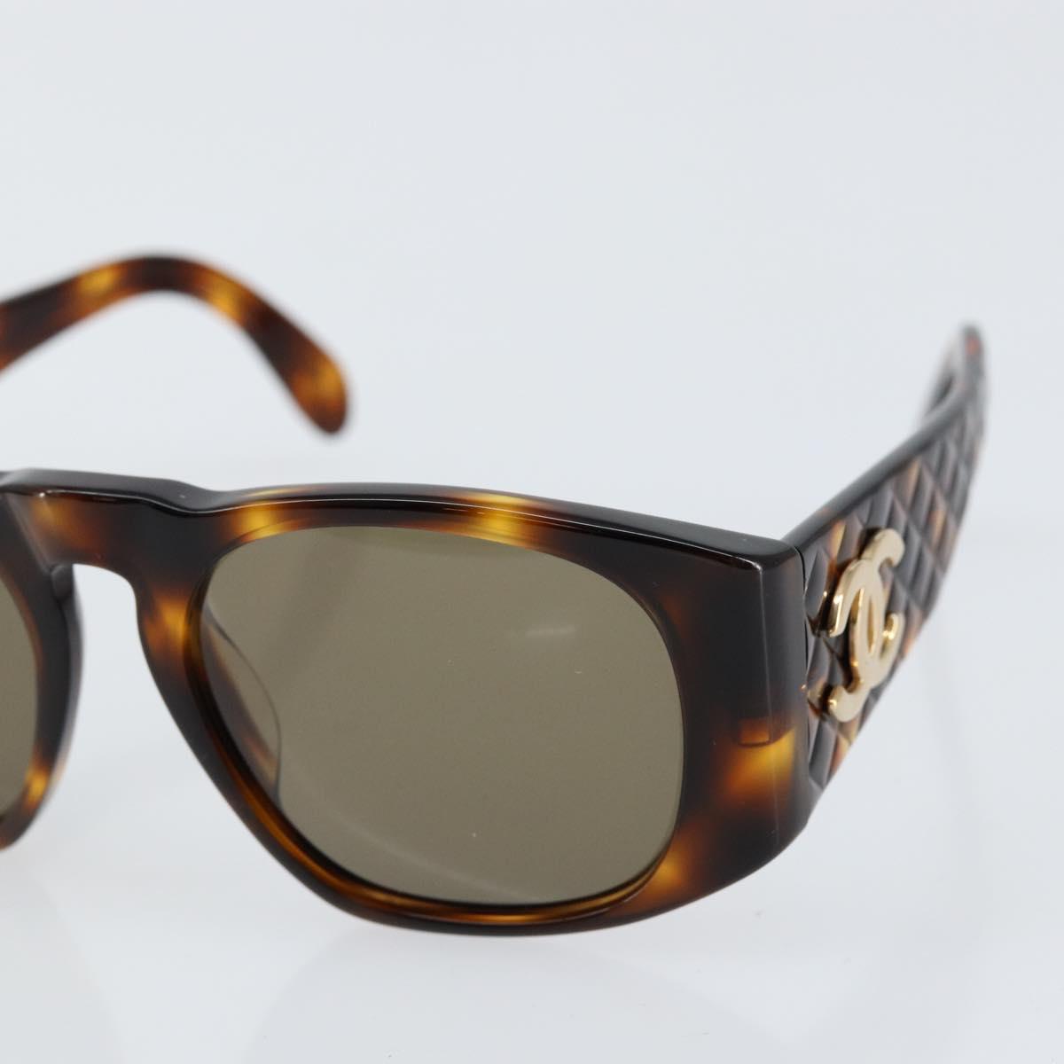 CHANEL COCO Mark Sunglasses plastic Brown CC Auth yk19877V