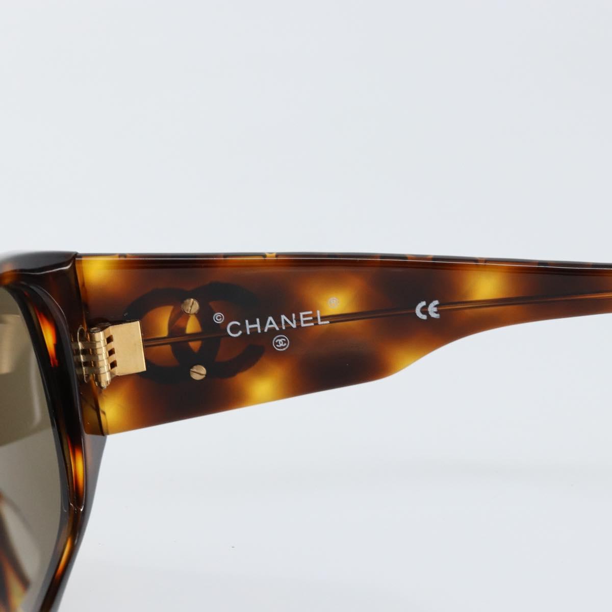 CHANEL COCO Mark Sunglasses plastic Brown CC Auth yk19877V