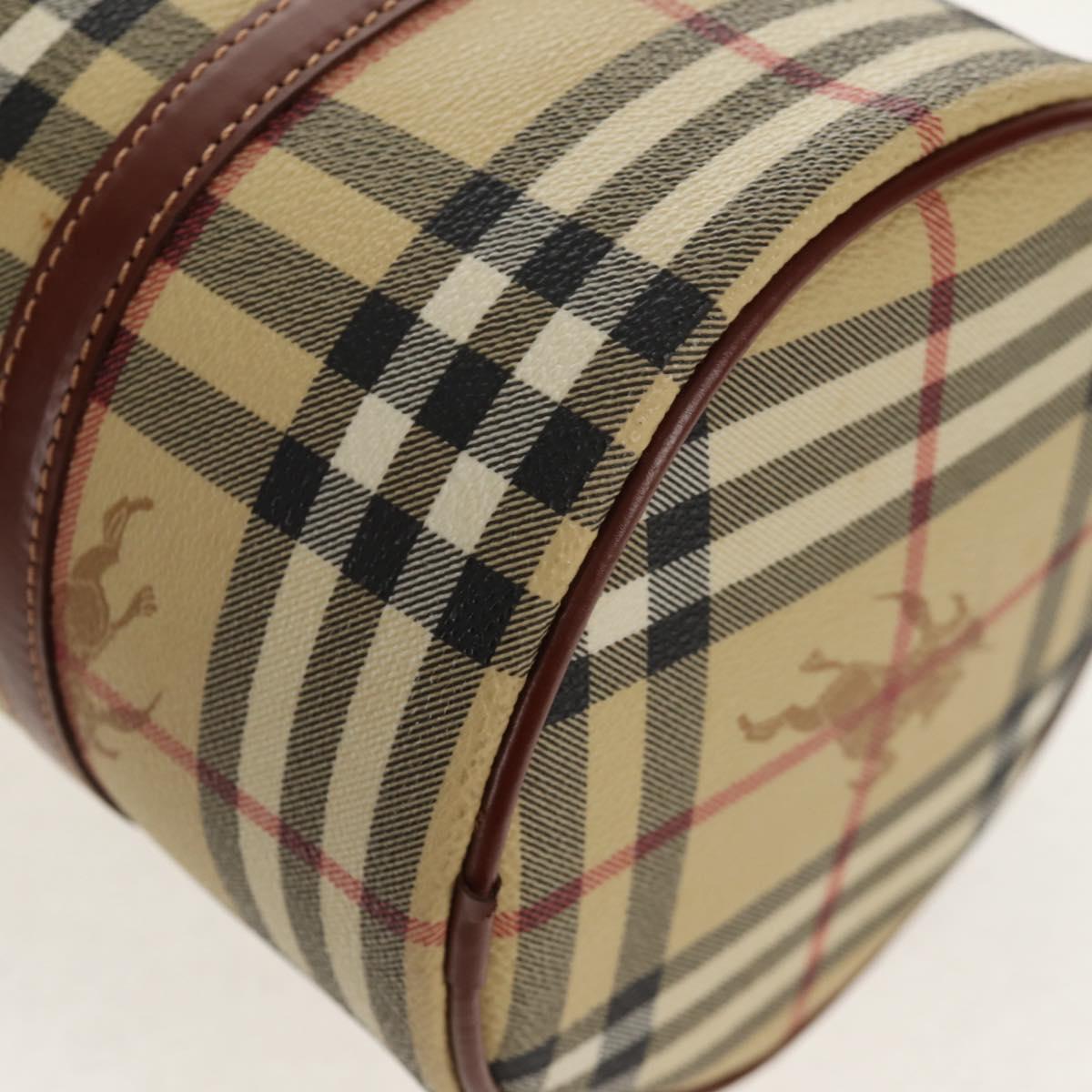 BURBERRY Nova Check Hand Bag PVC Beige Gold Auth yk19885V