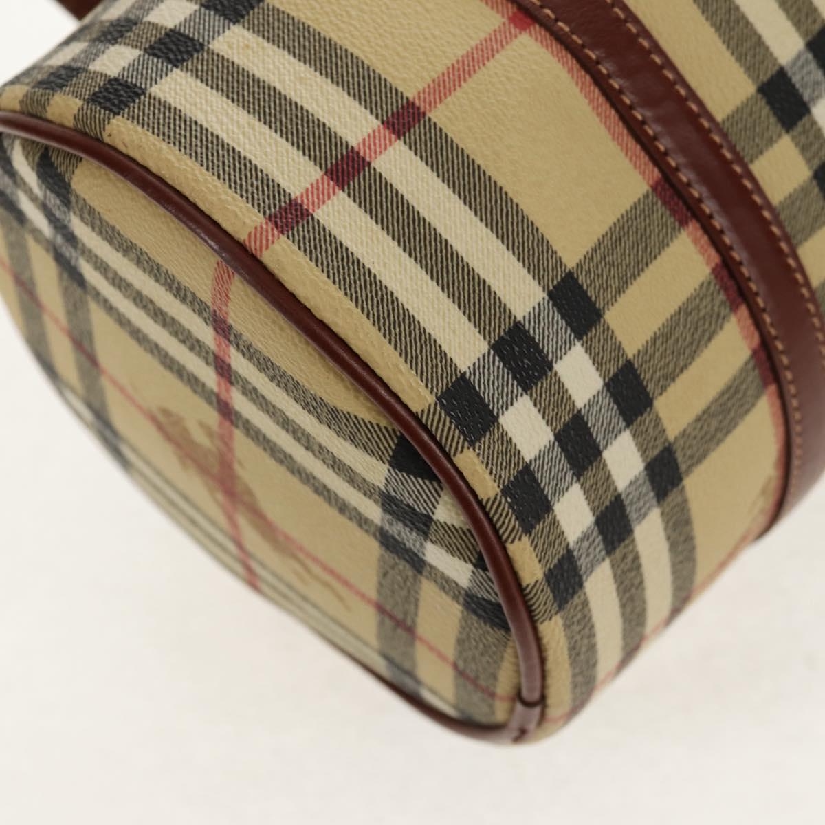 BURBERRY Nova Check Hand Bag PVC Beige Gold Auth yk19885V