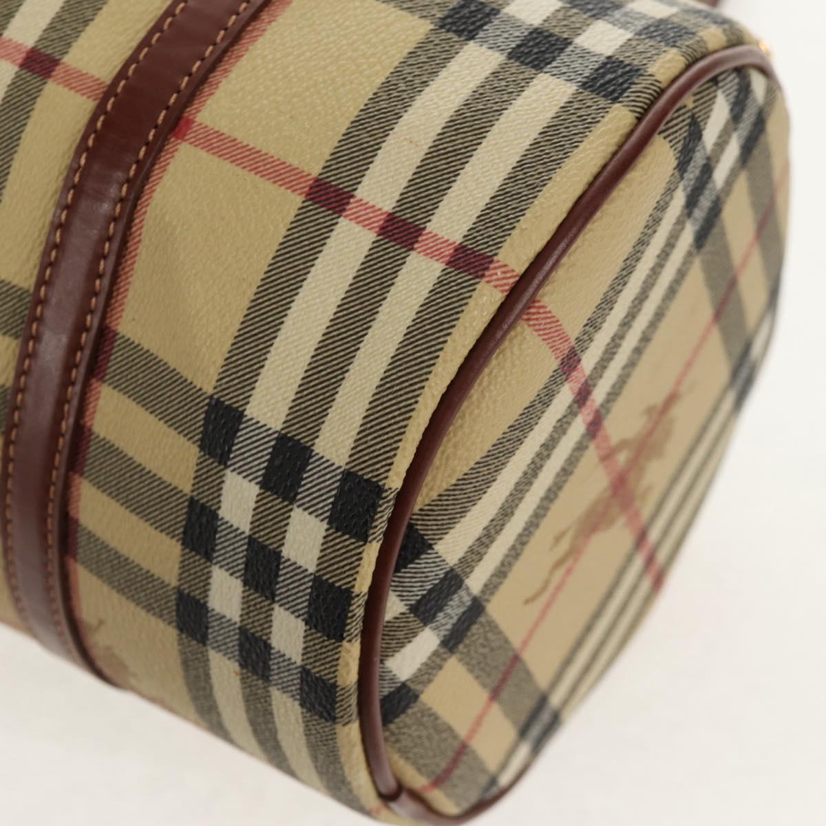 BURBERRY Nova Check Hand Bag PVC Beige Gold Auth yk19885V