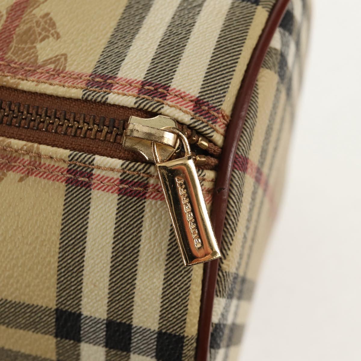 BURBERRY Nova Check Hand Bag PVC Beige Gold Auth yk19885V