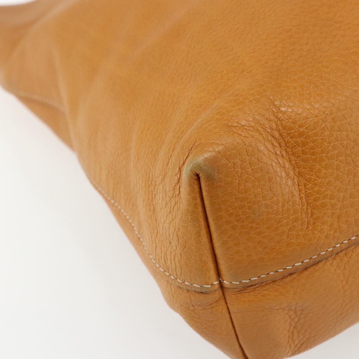 PRADA Hand Bag Leather Brown Silver Auth yk19892