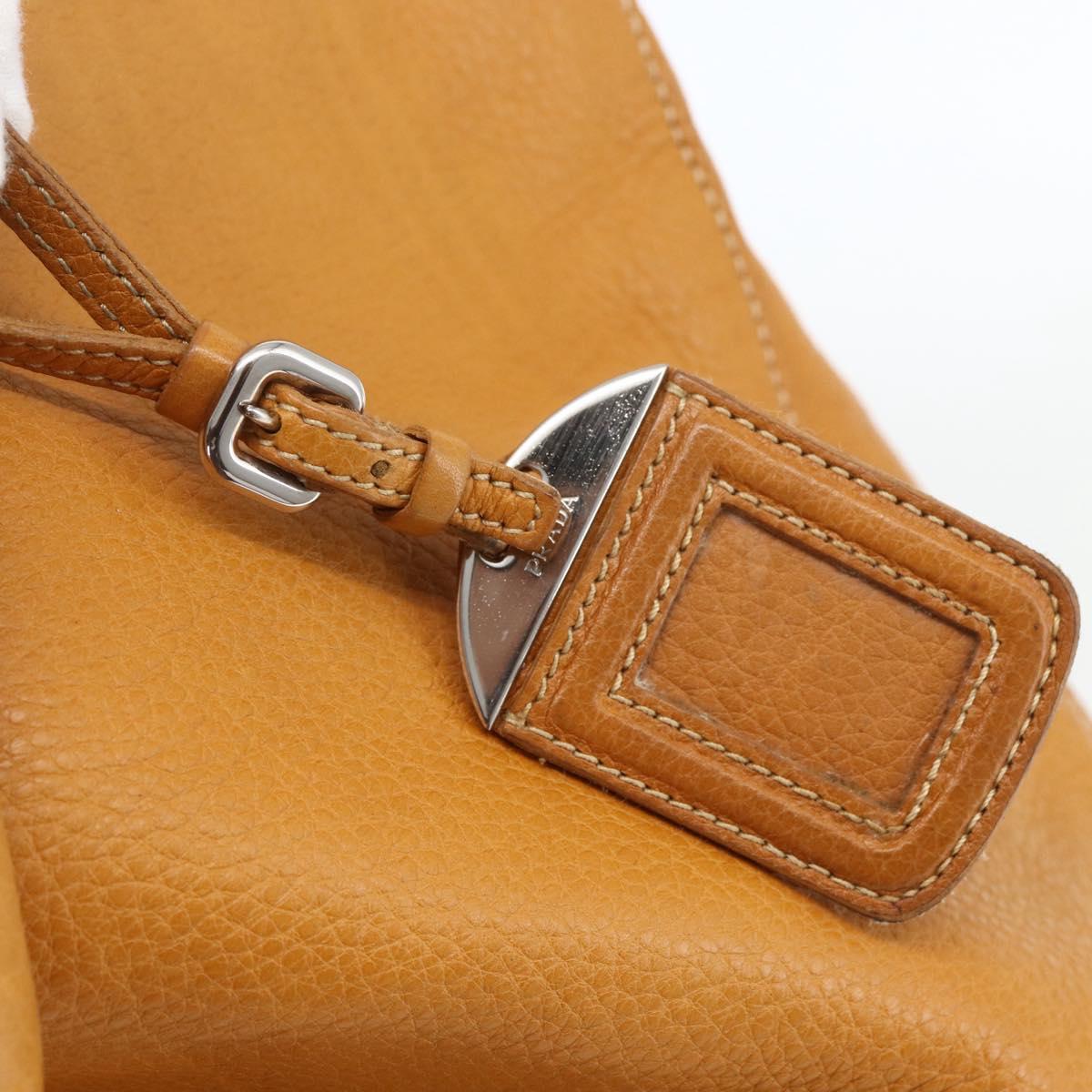 PRADA Hand Bag Leather Brown Silver Auth yk19892