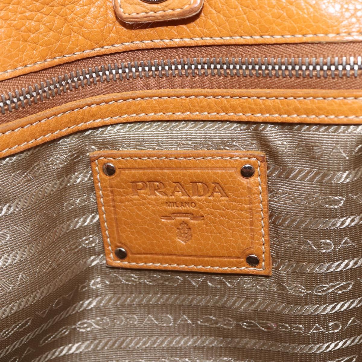 PRADA Hand Bag Leather Brown Silver Auth yk19892