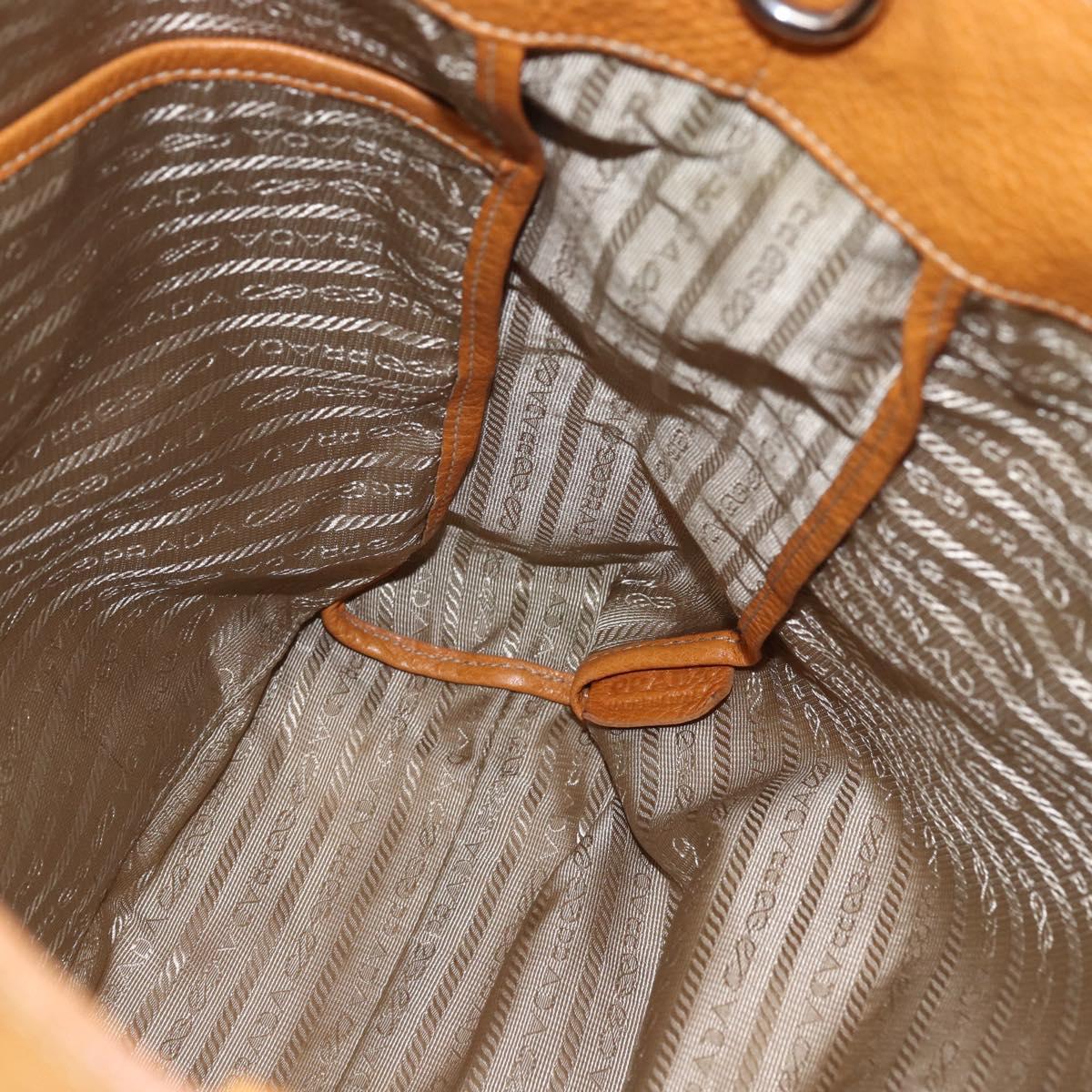 PRADA Hand Bag Leather Brown Silver Auth yk19892