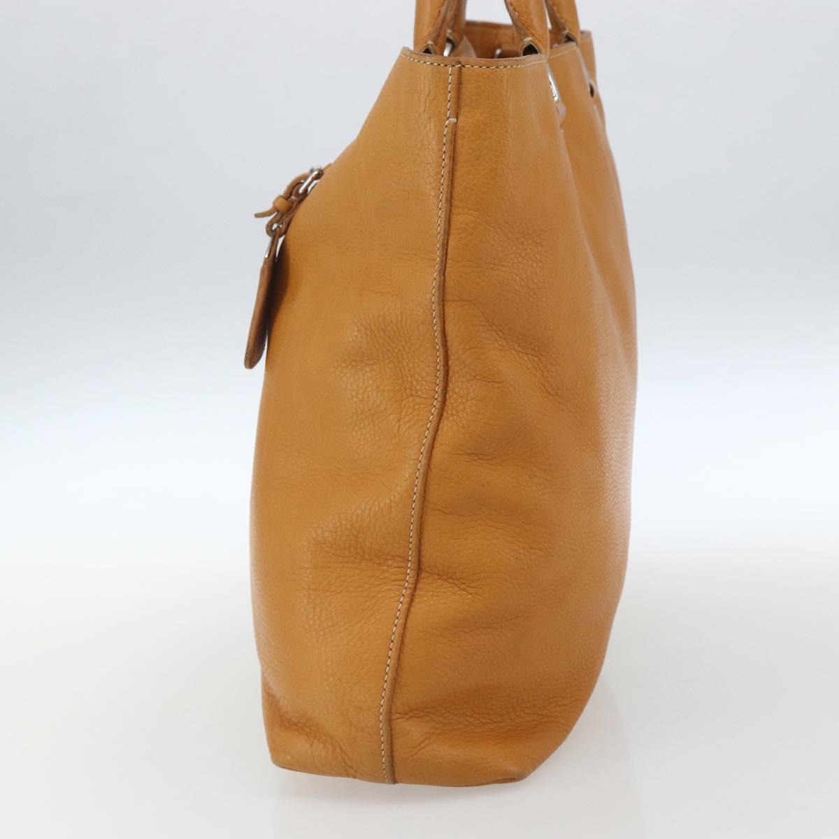 PRADA Hand Bag Leather Brown Silver Auth yk19892